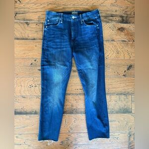MOTHER Dark Blue Ankle Cropped Jeans
